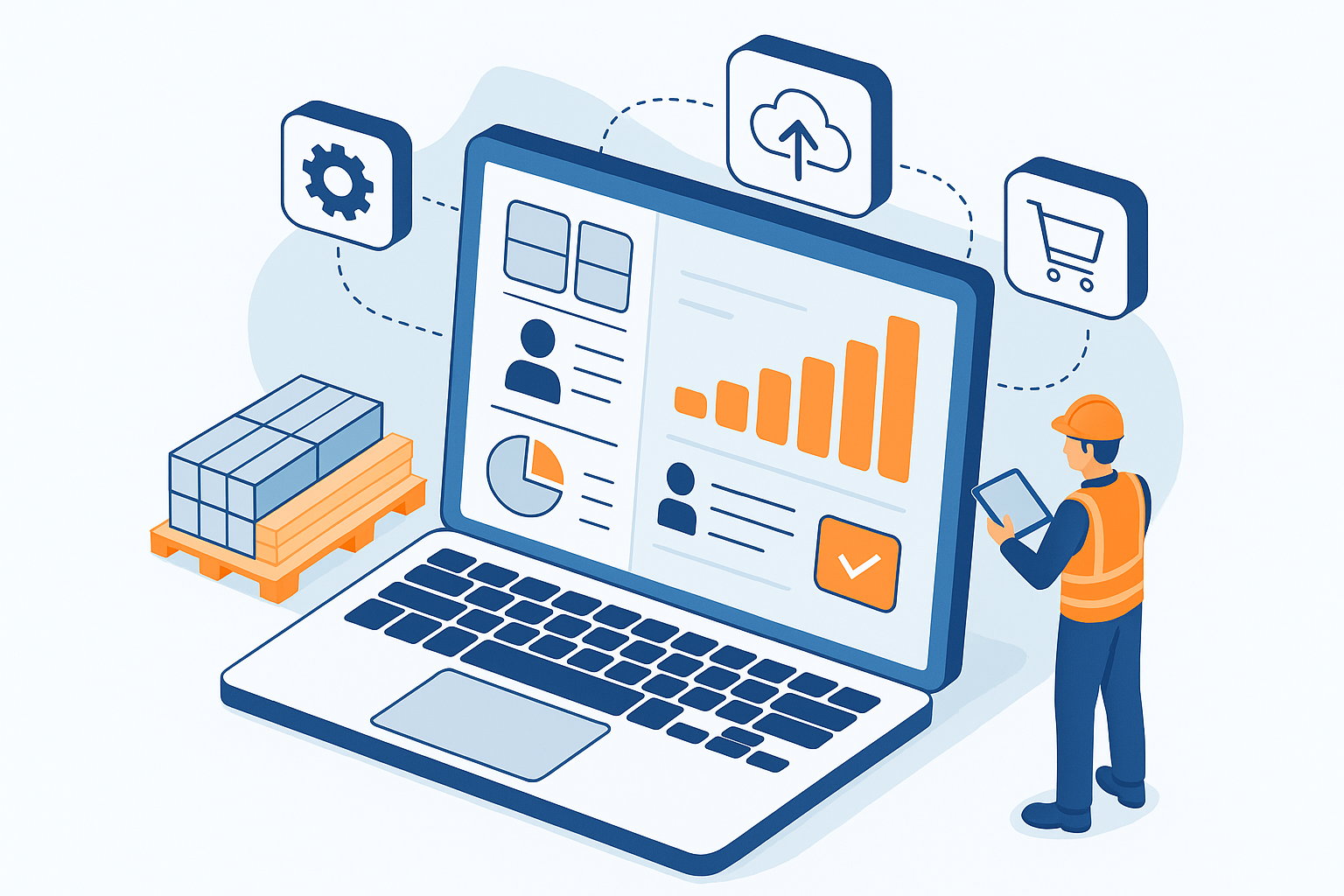 Illustration av e-handelsflöde.