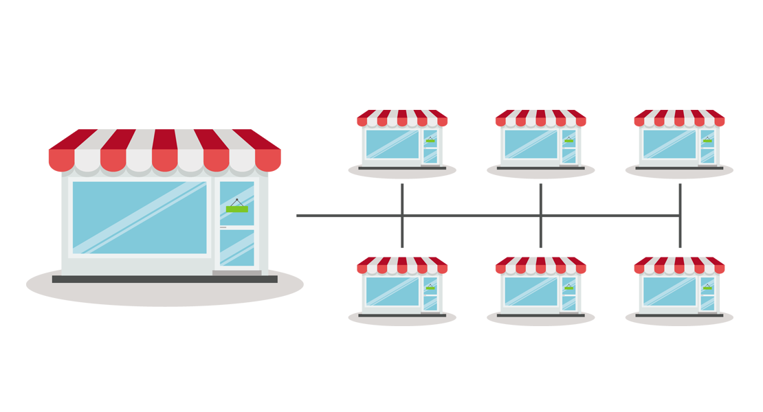 Illustration av butikskedja